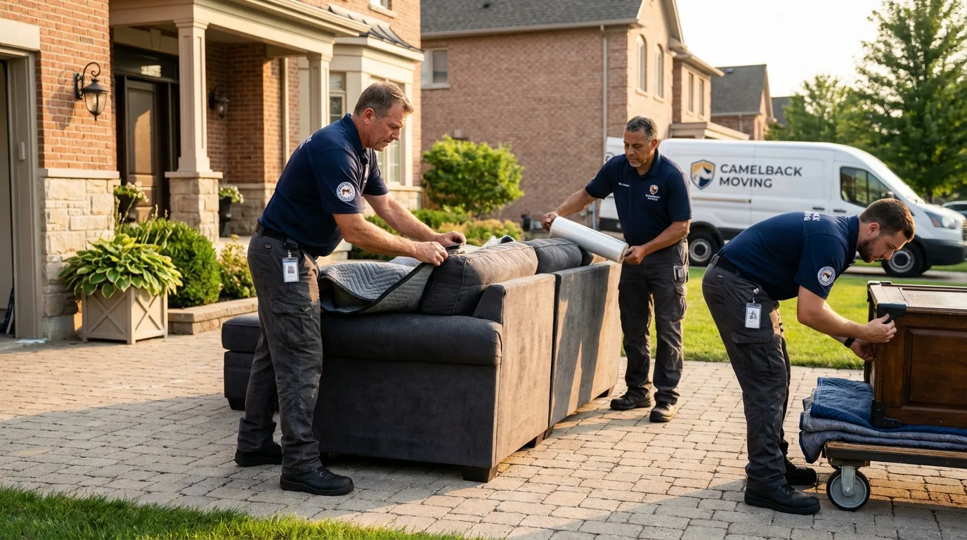 Large estate moving crew wrapping furniture in Magalia, CA